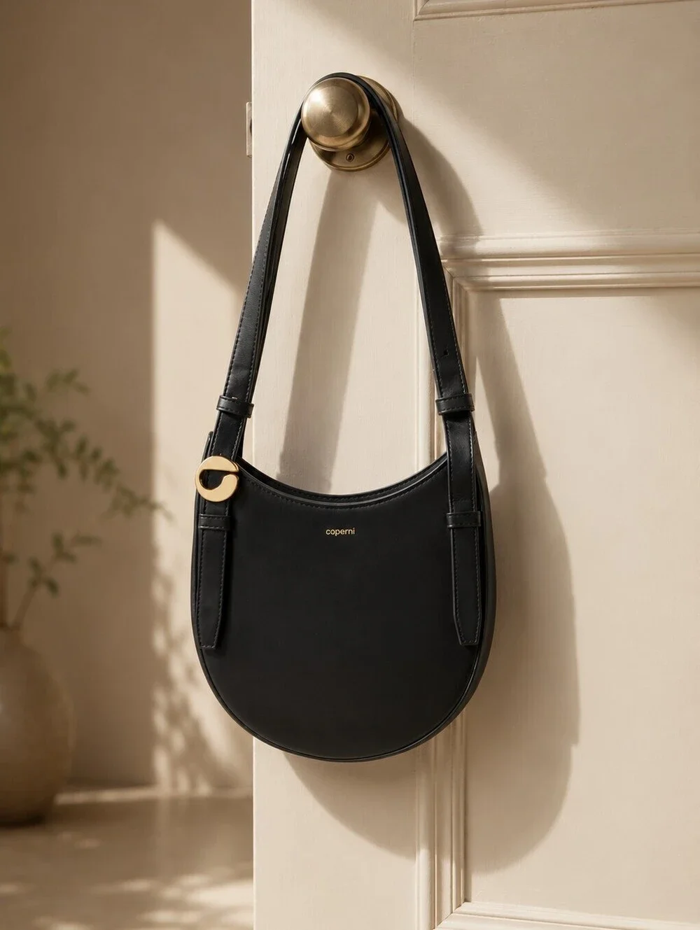 Coperni Mini Belt Strap Leather Hobo Bag Black Shoulder Bag NWT
